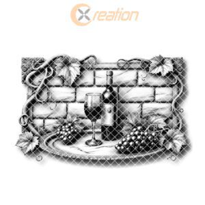 Charcuterie Board Engraving Design, Retro Wine Bottle, Brick