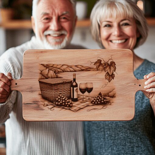 Charcuterie Board Engraving File, 3D Retro Wine Bottle,