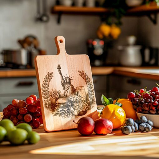 Charcuterie Board Engraving File, American Picnic, Statue of