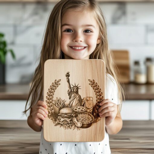 Charcuterie Board Engraving File, American Picnic, Statue of
