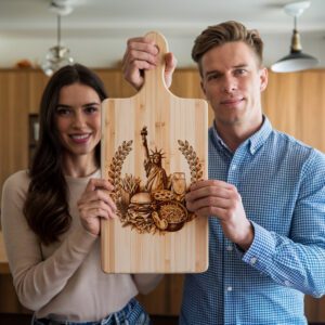 Charcuterie Board Engraving File, American Picnic, Statue of