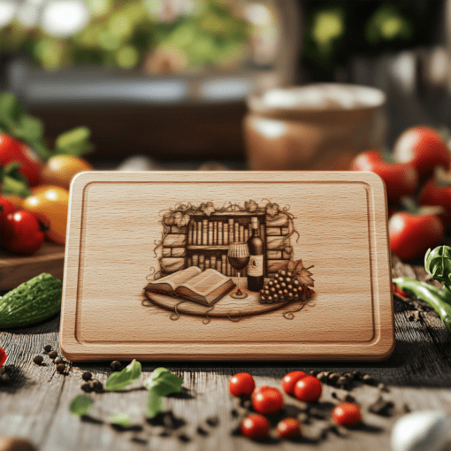 Charcuterie Board Engraving File, Retro Wine Bottle, Brick