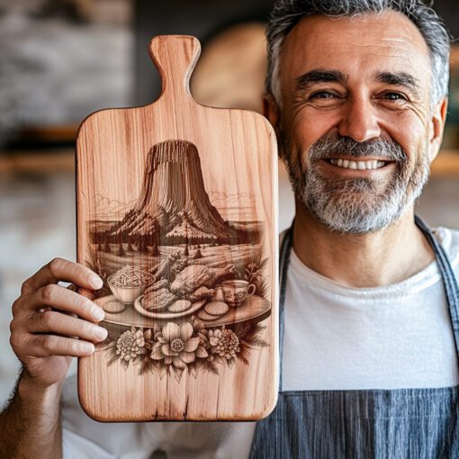 Charcuterie Board Laser Engraved, Fried Chicken Design, Unique