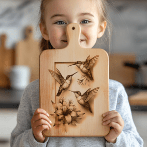 Charcuterie Board Laser Engraving File, Hummingbird Family 3D,
