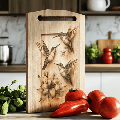 Charcuterie Board Laser Engraving File, Hummingbird Family 3D,