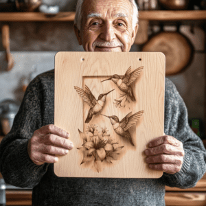 Charcuterie Board Laser Engraving File, Hummingbird Family 3D,