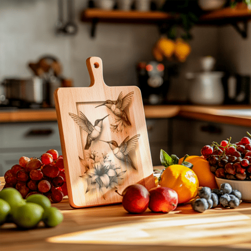 Charcuterie Board Laser Engraving File, Hummingbird Family 3D,