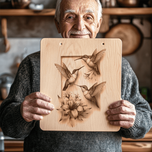 Charcuterie Board Laser Engraving File, Hummingbird Family 3D,