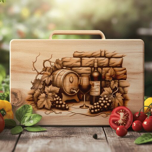 Charcuterie Board Laser Engraving File, Retro Wine Bottle,