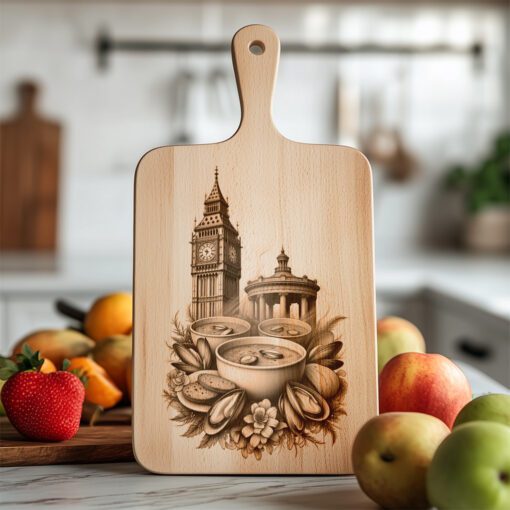 Charcuterie Board Laser Engraving, Liberty Bell Clam Chowder