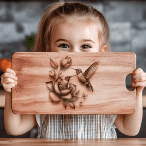 Charming Charcuterie Board, 3D Hummingbird Design, Engravable Decor