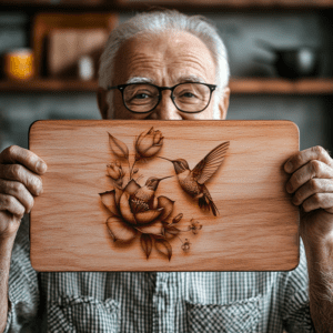 Charming Charcuterie Board, 3D Hummingbird Design, Engravable Decor