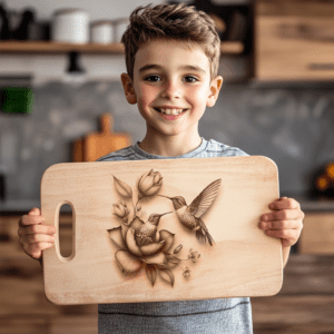 Charming Charcuterie Board, 3D Hummingbird Design, Engravable Decor