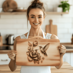 Charming Charcuterie Board, 3D Hummingbird Design, Engravable Decor