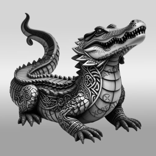 Crocodile 3D Illusion Laser Engraving Design for Crafting