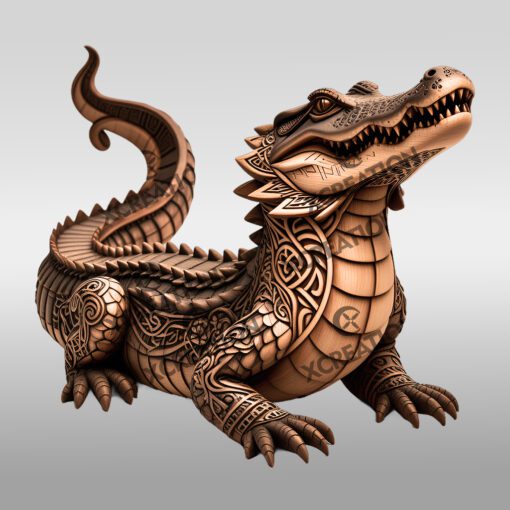 Crocodile 3D Illusion Laser Engraving Design for Crafting