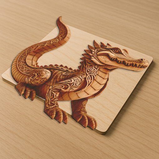 Archivo de Grabado Láser de Ilusión 3D de Cocodrilo para Creación de Decoración y Regalos - Imagen 2