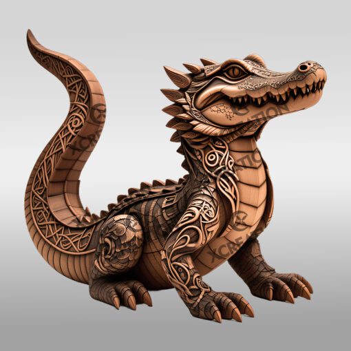 Archivo de Grabado Láser de Ilusión 3D de Cocodrilo para Creación de Decoración y Regalos