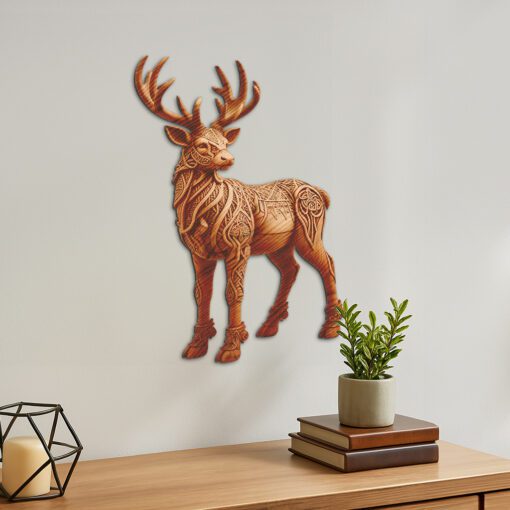 Fichier gravure laser 3D de cerf, motif artistique faune, modèle d'artisanat animal. – Image 4