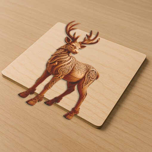 Fichier gravure laser 3D de cerf, motif artistique faune, modèle d'artisanat animal. – Image 5