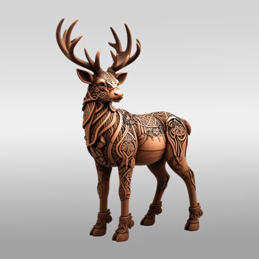 Fichier gravure laser 3D de cerf, motif artistique faune, modèle d'artisanat animal.