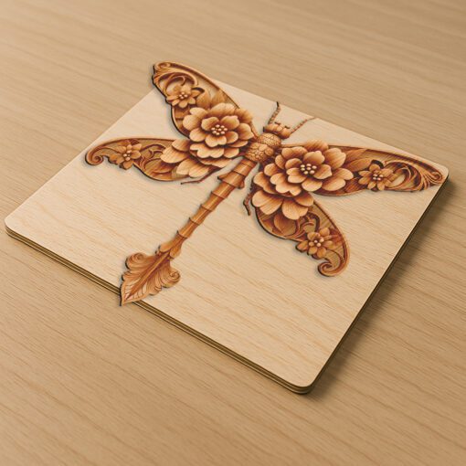 Archivo de grabado láser de ilusión 3D de libélula, intrincado arte natural para decoración del hogar - Imagen 3