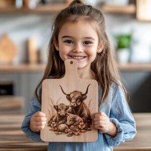 Family Highland Cows Laser Engraving File for Charcuterie