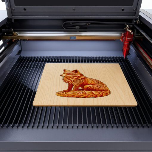 Fox Wildlife 3D Engraving Design, Unique Digital Art