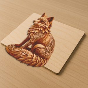 Fox Wildlife 3D Engraving Design, Unique Digital Art