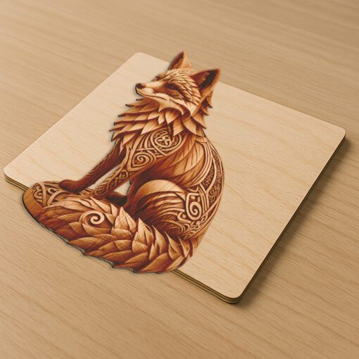Fox Wildlife 3D Engraving Design, Unique Digital Art