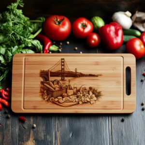Golden Gate Bridge Picnic Charcuterie Board Engraving File,