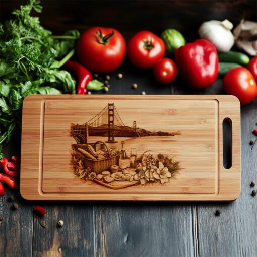 Golden Gate Bridge Picnic Charcuterie Board Engraving File,