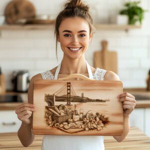 Golden Gate Bridge Picnic Charcuterie Board Engraving File,