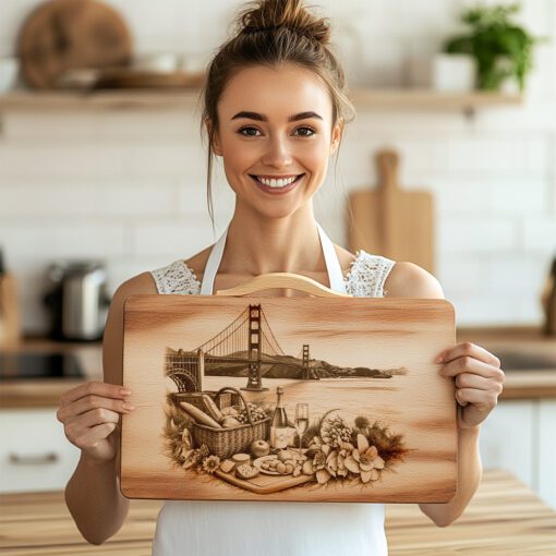Golden Gate Bridge Picnic Charcuterie Board Engraving File,
