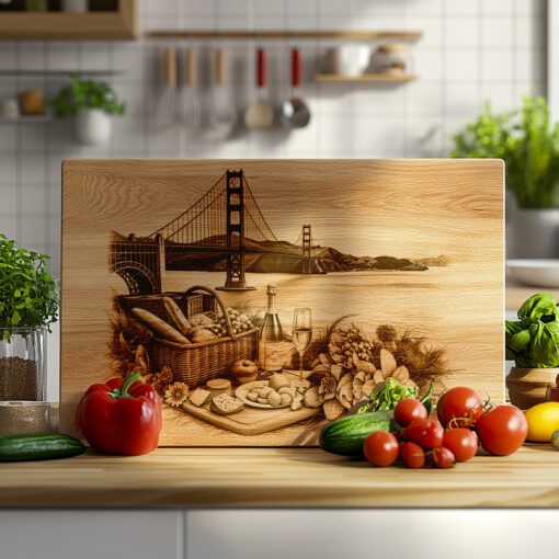Golden Gate Bridge Picnic Charcuterie Board Engraving File,