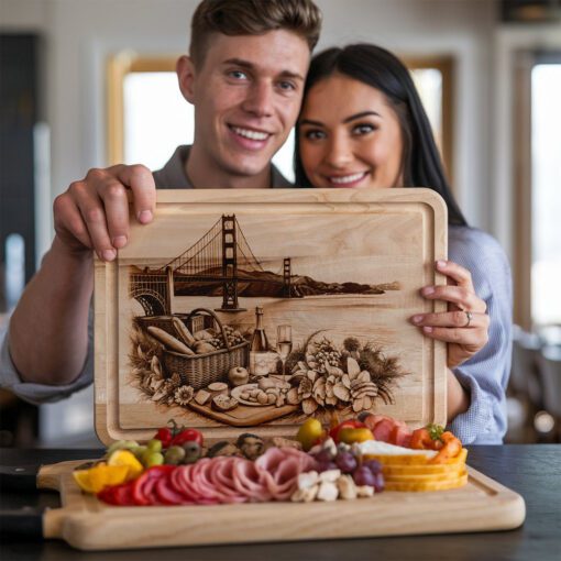 Golden Gate Bridge Picnic Charcuterie Board Engraving File,