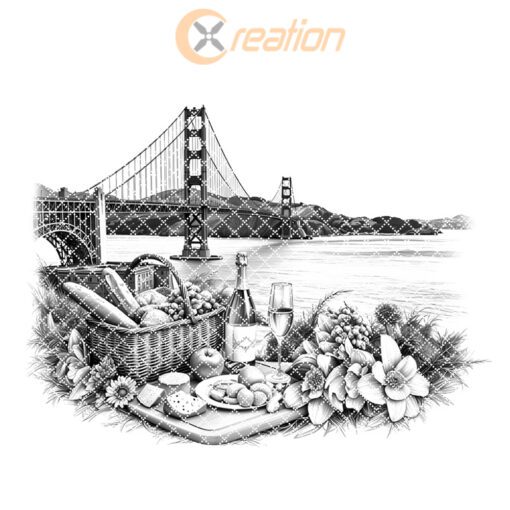 Golden Gate Bridge Picnic Charcuterie Board Engraving File,