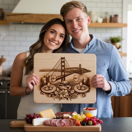 Harborside Charcuterie Board, Laser Engraving File, Golden Gate