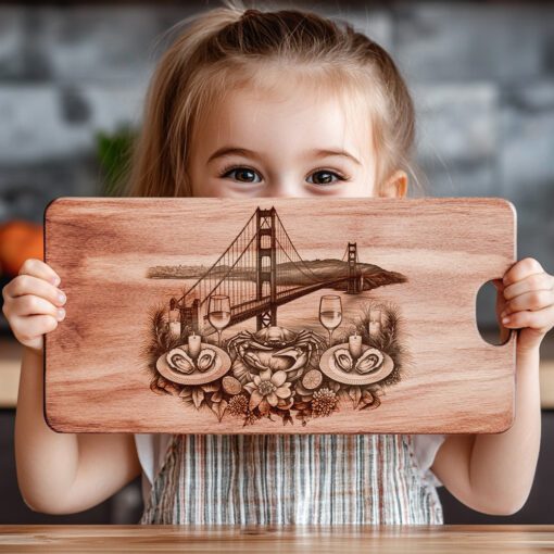 Harborside Charcuterie Board, Laser Engraving File, Golden Gate