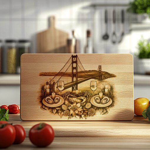 Harborside Charcuterie Board, Laser Engraving File, Golden Gate