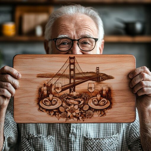 Harborside Charcuterie Board, Laser Engraving File, Golden Gate