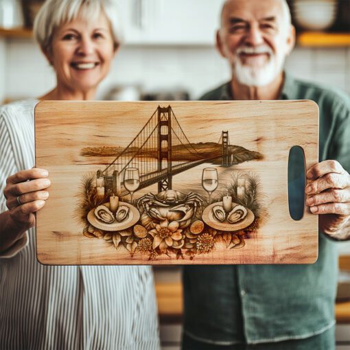 Harborside Charcuterie Board, Laser Engraving File, Golden Gate