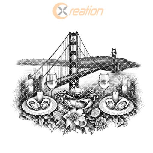 Harborside Charcuterie Board, Laser Engraving File, Golden Gate
