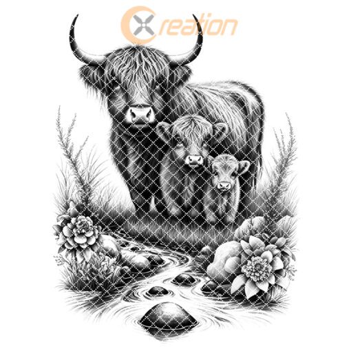 Highland Cow Family Engraving File, Charcuterie Board Decor,