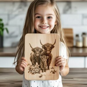 Highland Cow Family Engraving File, Winter Charcuterie Board,