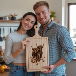 Highland Cow Family Engraving File, Winter Charcuterie Board,
