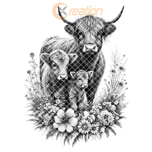 Highland Cow Wildflower Charcuterie Board Design, Kitchen Decor,