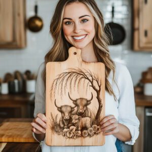 Highland Cow Willow Tree Engraving File, Charcuterie Board