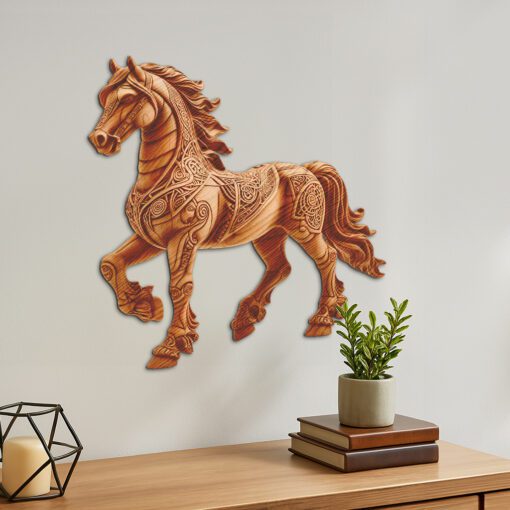 Design de gravure laser en 3D de cheval, motif unique d'art animal pour machines. – Image 3
