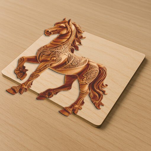 Design de gravure laser en 3D de cheval, motif unique d'art animal pour machines. – Image 5